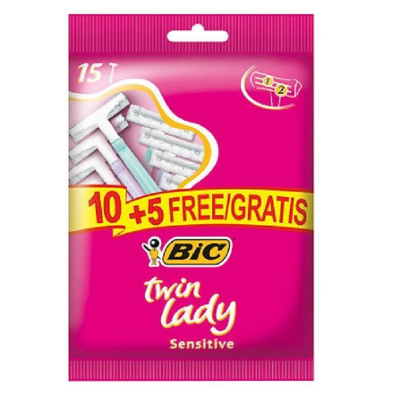 Bic Rakhyvel Twin Lady 15-pack – Tvåbladshyvlar för nära och skonsam rakning