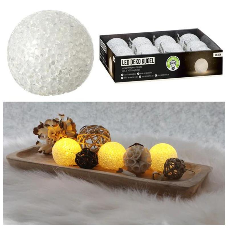 LED Light Ball Snowball Crystal Look 60 mm - Battery Included
