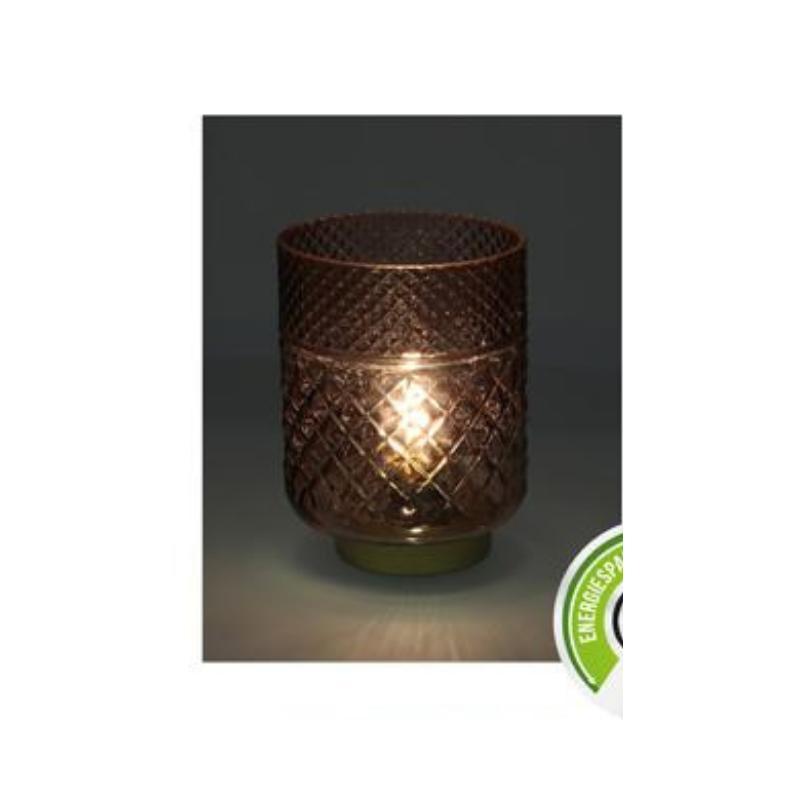 LED Pink Glass Lantern Gold Base 12x7,5cm
