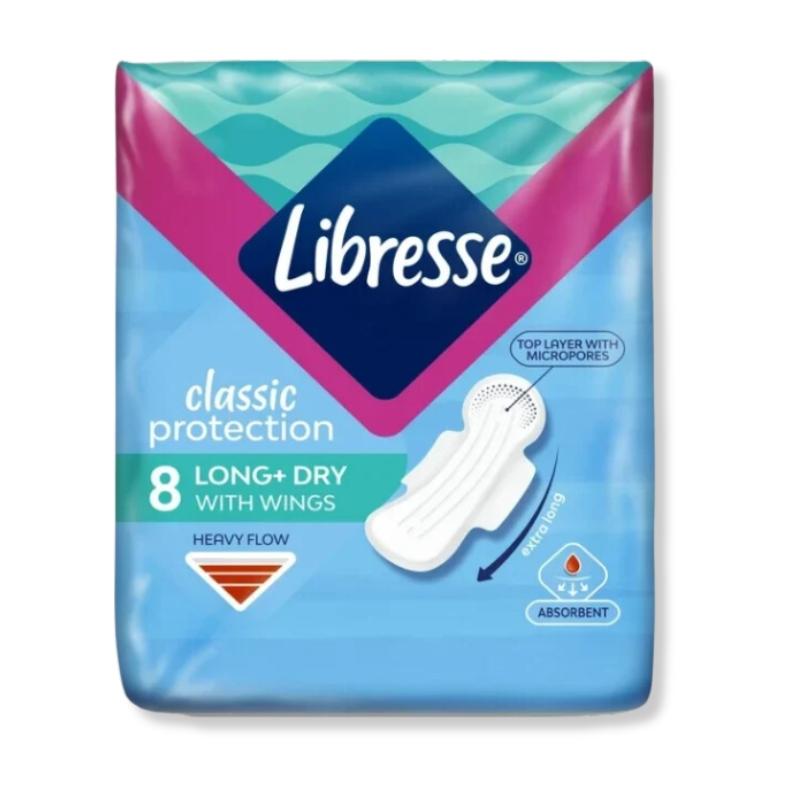 Libresse Classic Protection Long 8-pack – Extra långa och bekväma bindor för tryggt skydd