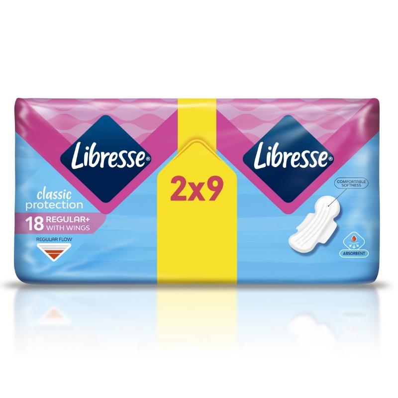 Libresse Classic Protection Regular Duopack 18-pack – Trygga och bekväma bindor för normal mens