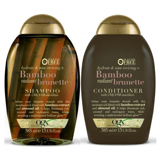 OGX Bamboo Brunette Duo 2x385 ml – Schampo & balsam som framhäver glansen i brunt hår