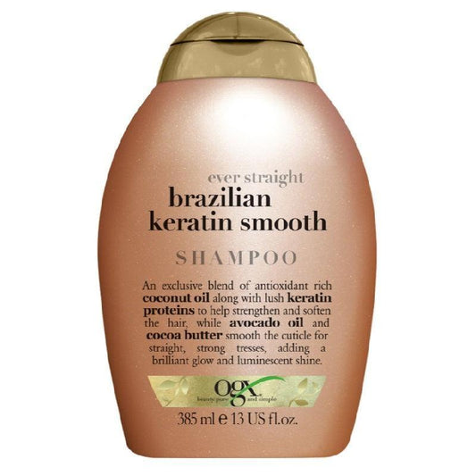 OGX Brazilian Keratin Smooth Schampo 385 ml – Utjämnande schampo med keratin för frisskontroll och glans