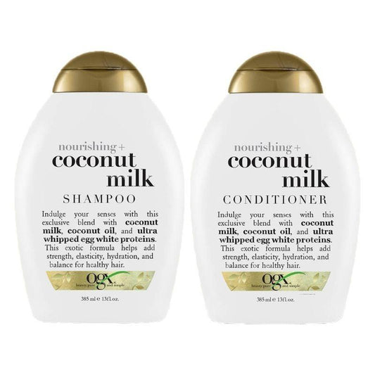 OGX Coconut Milk Duo 2x385 ml – Schampo & balsam med kokosmjölk för mjukt, starkt och glansigt hår