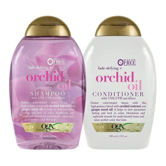 OGX Orchid Oil Duo 2×385 ml – Färgbevarande schampo och balsam med UV-skydd