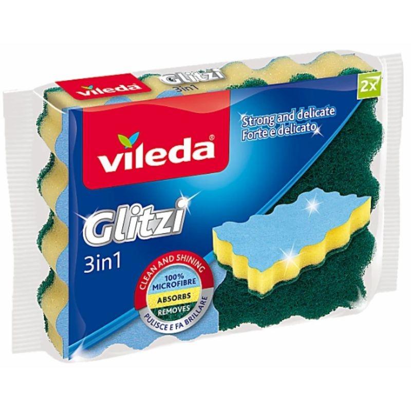 Vileda Glitzi 3in1 Scourer 2-pack – Smarta Skrubbsvampar med Tre Funktioner