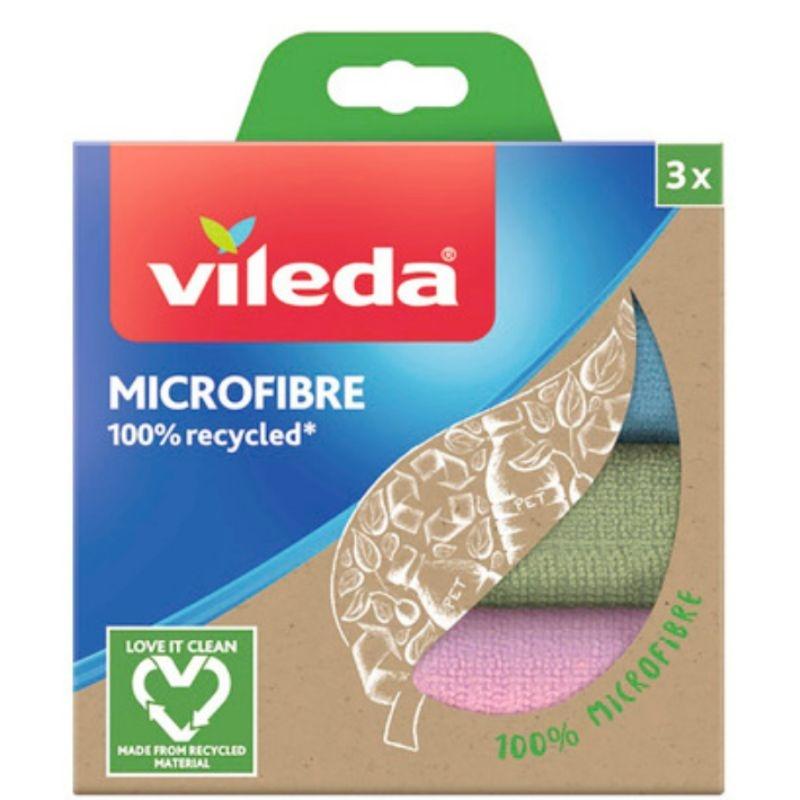 Vileda Microfiber 100% Recycled Cloth 3-pack – Miljövänliga Rengöringsdukar