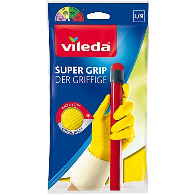 Vileda Super Grip Large – Halkfria och Bekväma Latexhandskar för Stora Händer