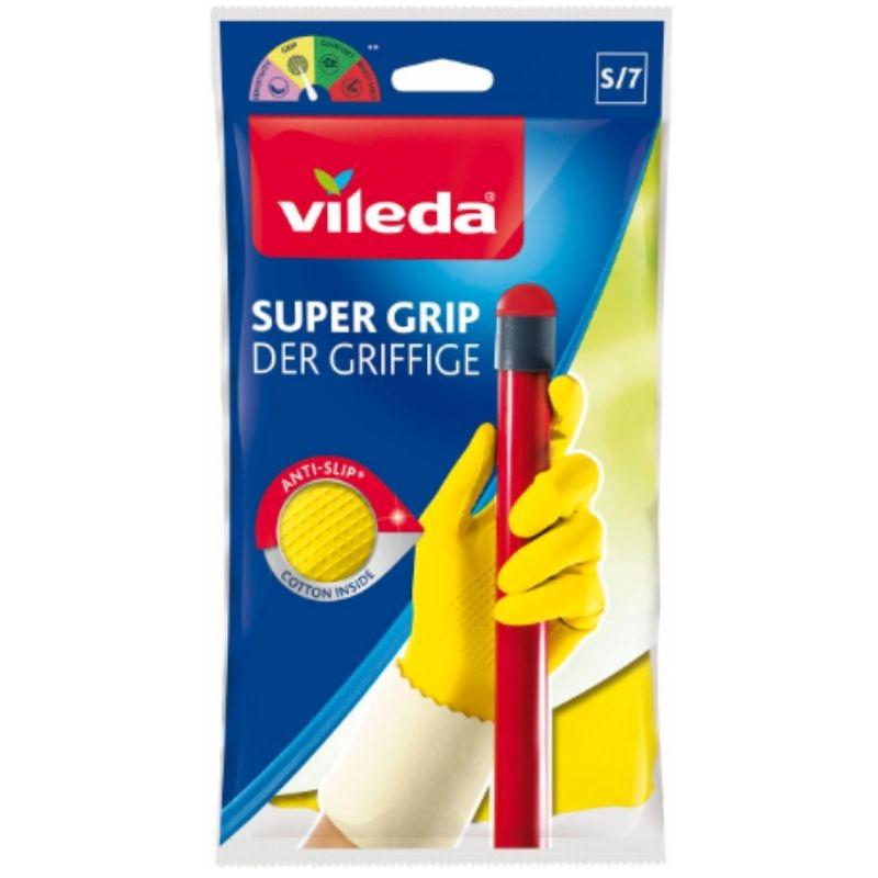 Vileda Super Grip Small – Halkfria och Bekväma Latexhandskar för Små Händer