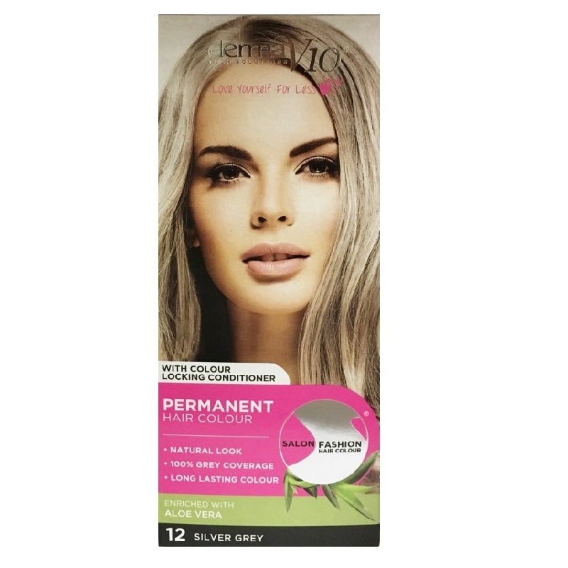 Derma V10 Salon Fashion Permanent Hair Colour 12 Silver Grey