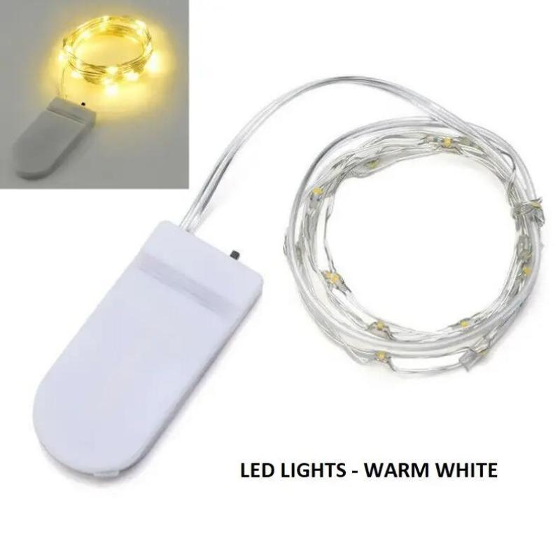 20 LED Silver Wire Warmwhite 220cm - Battery Included