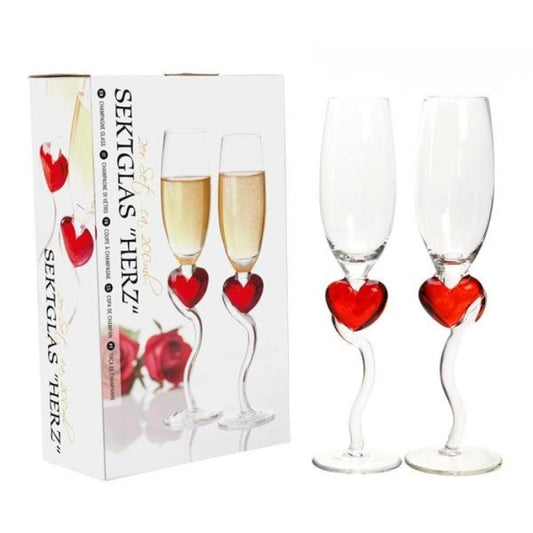 Champagneglas med hjärta – 2-pack i glas