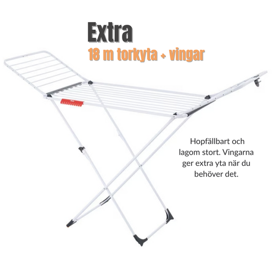 Vileda Torkställning Extra – Hopfällbar Torkställning med 18m Torkyta & Vingar