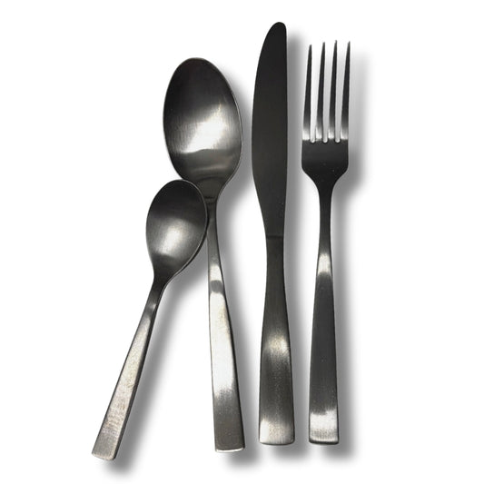 Firenze Home Bestickset 16 delar – Matt svart rostfritt stål | Elegant bestick för 4 personer