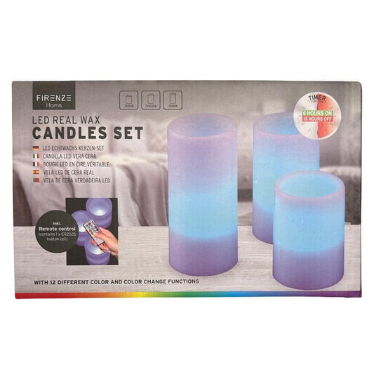 Firenze Home LED Real Wax Candles Set Color