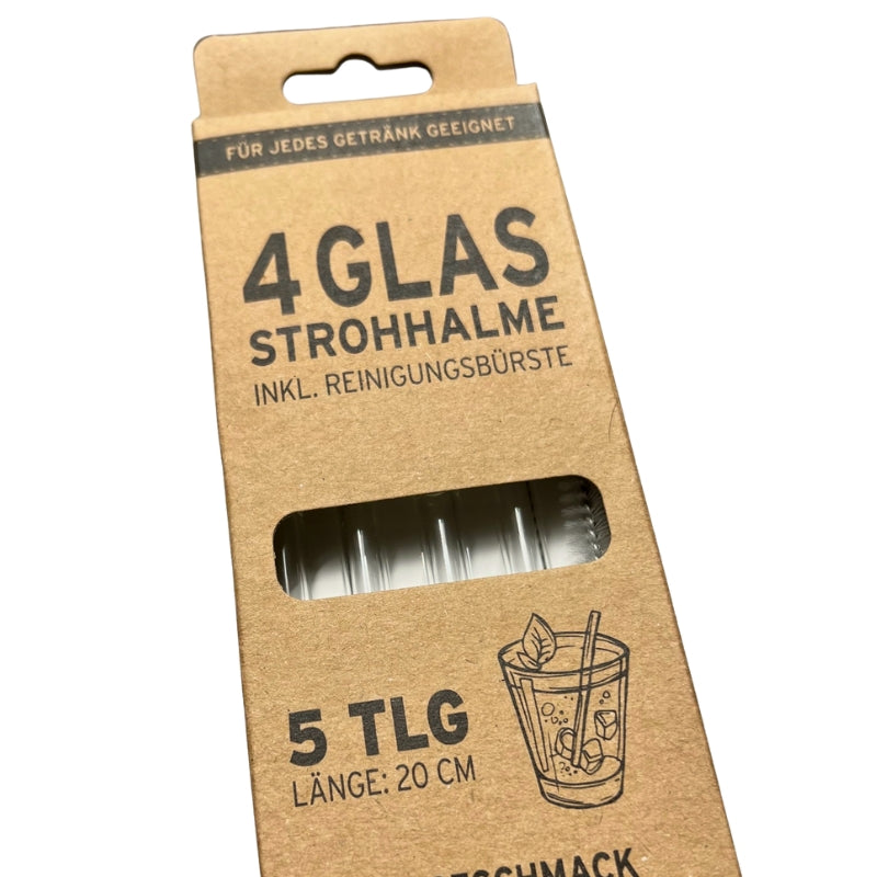 Glassugrör transparanta 4pack med rengöringsborste – hållbara sugrör i glas, 20 cm