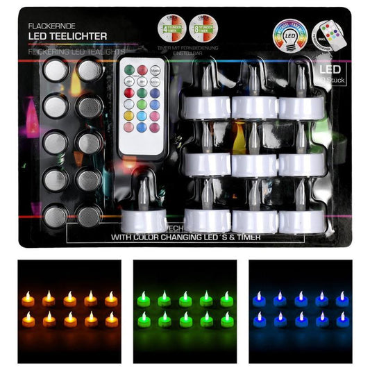 LED Tealights 10-pack - Multicolor - Remote Control - Battery Included