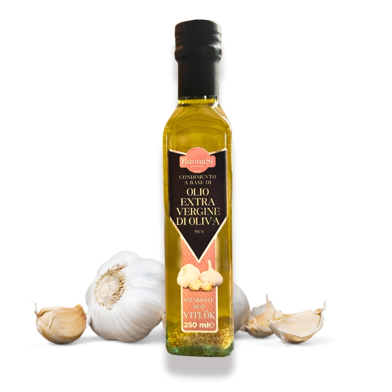 BuonaSí Smaksatt Olivolja Vitlök – Extra Virgin Olja med Smak av Vitlök 250ml