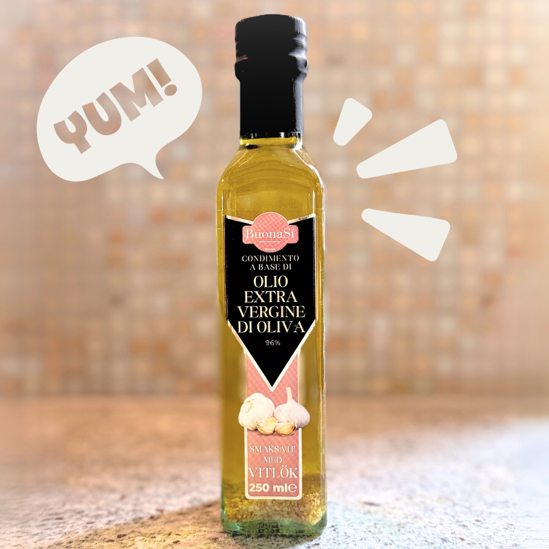 BuonaSí Smaksatt Olivolja Vitlök – Extra Virgin Olja med Smak av Vitlök 250ml