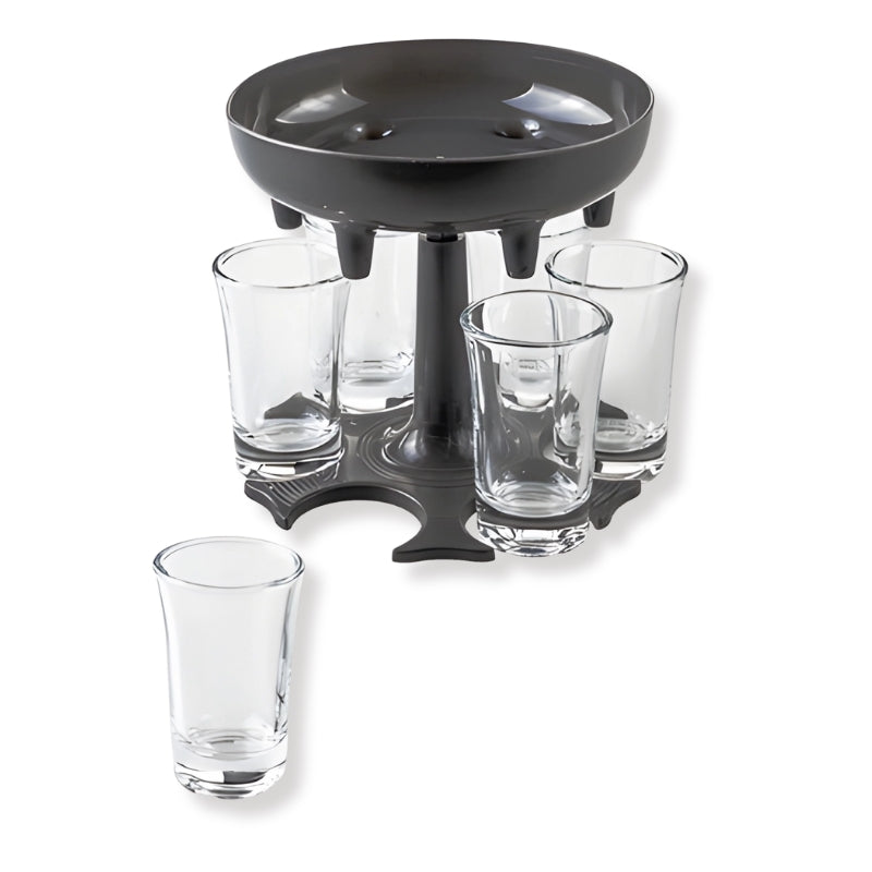 Partyset med snapsglas & dispenser – 7 delar