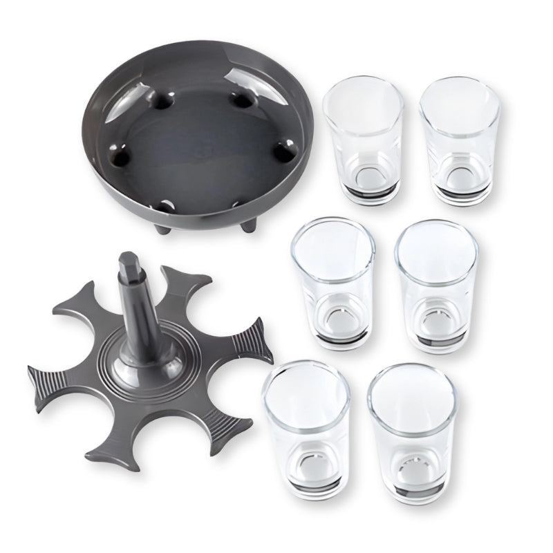 Partyset med snapsglas & dispenser – 7 delar