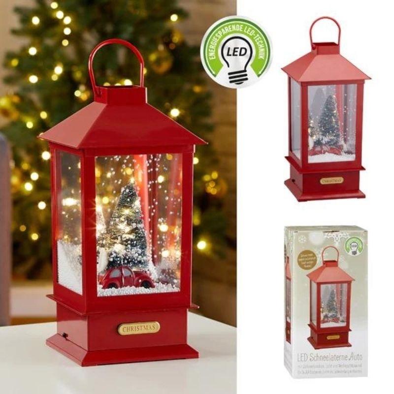 Snow Lantern With Car Large Red 40cm