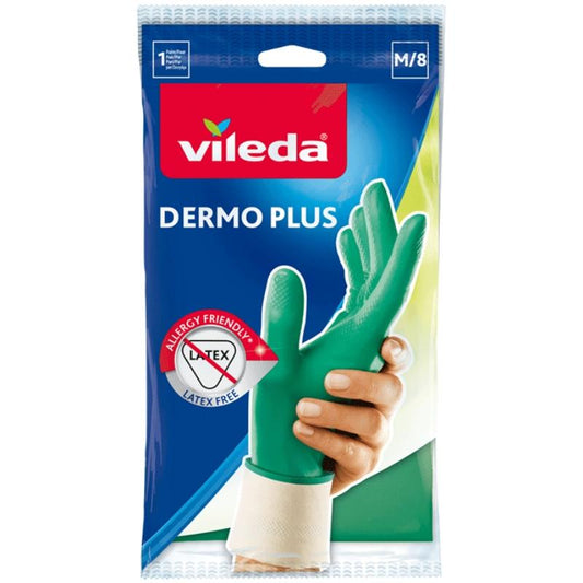 Vileda Dermo Plus Hushållshandskar Large – Latexfri & Allergivänlig Nitrilhandske med Bomullsfoder