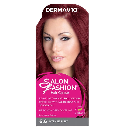 Derma V10 Salon Fashion Permanent Hair Colour 6.6 Intense Ruby