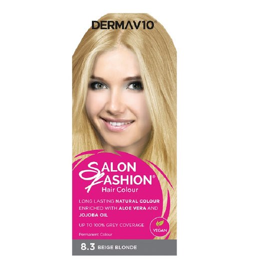Derma V10 Salon Fashion Permanent Hair Colour 8.3 Beige Blond