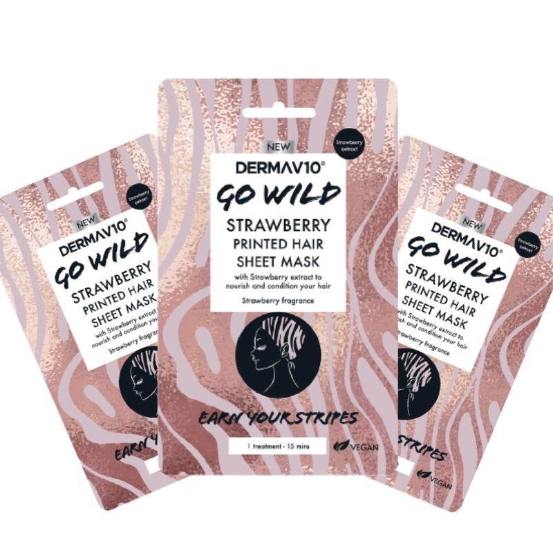 Derma V10 Go Wild Sheet Mask Strawberry 3-pack