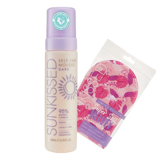 Sunkissed Self-Tan Mousse Dark 200ml + Applicator Mitt